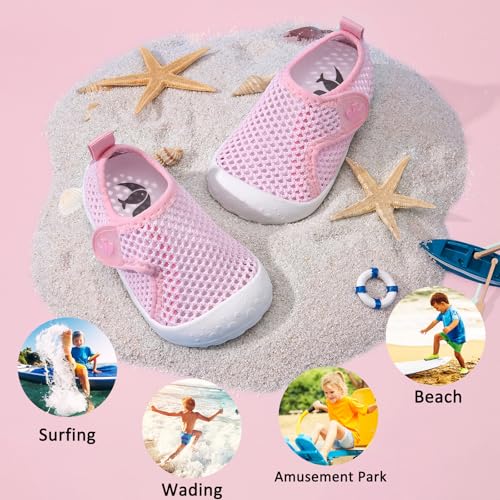 Baby Water Shoes 12-18 Months Pink - Wide Barefoot Aqua Socks for Beach & Pool