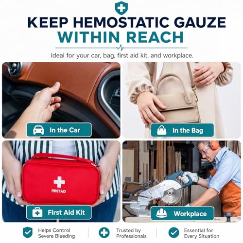 First Aid Hemostatic Gauze Kit - Bleeding Stopper, 3 x 12.5 Inches, Tactical Medical Supplies - Variation 1