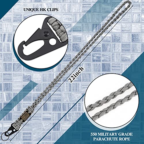 Gray Heavy Duty Paracord Lanyard Set for Outdoor Use - 2 Pack