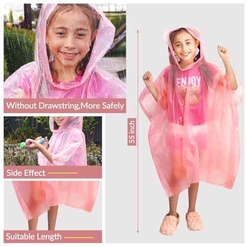 Family Pack Disposable Rain Ponchos: Waterproof, Reusable, Lightweight for Adults & Kids