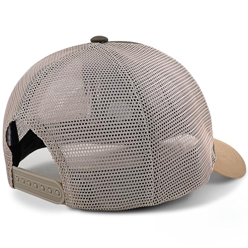 American Flag Trucker Hat for Men Women Gray-Green/Brown Adjustable Mesh Baseball Cap