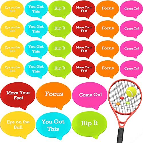 24 Pcs Tennis Vibration Dampeners with Colorful Speech Bubble Design - Compatible with Rackets