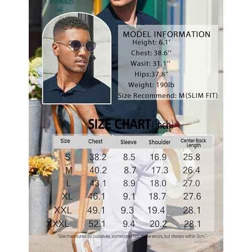 COOFANDY Mens Slim Fit Knit Polo Shirts Business Lightweight Polo Sweater Casual Summer Ribbed Textured Collared T Shirt