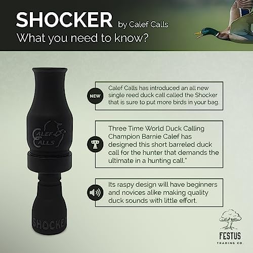 Festus Trading Company Calef Calls Single Acrylic Duck Call - The Shocker - Best Finisher Duck Calls for Mallards, Diver Ducks, Gadwall, Pintail, Teal, Mallard Ducks, and Specklebelly