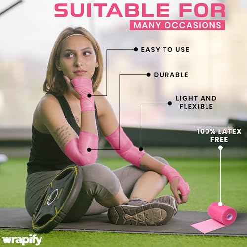 Pre Wrap Athletic - 3 Rolls Pink Prewrap Headbands for Hair - 66 Yards Sports Prewrap Athletic Tape for Knee, Ankle, Wrist - Foam Underwrap for Soccer, Basketball & Volleyball
