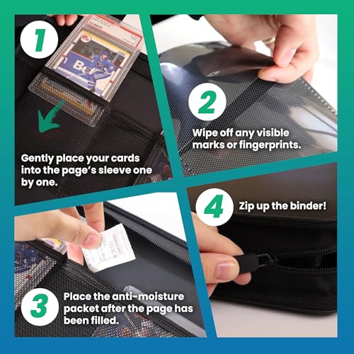 EVORETRO 4 Pocket Top Loader Card Binder Without Window - 96 Slots, Travel Safe