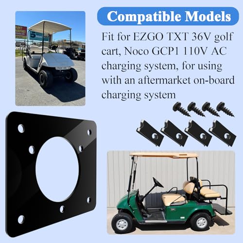 Golf Cart Charging Port Adapter Plate 1 Pc for EZGO TXT 36V & Noco GCP1 110V