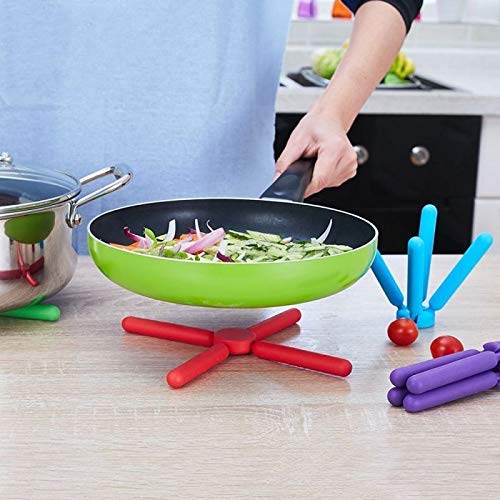 Black Foldable Silicone Trivets Set - Collapsible Heat-Resistant Pot Holders