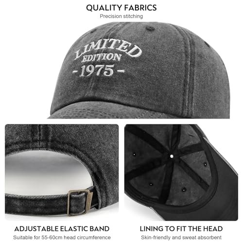 50th Birthday Gifts for Him Her, Happy 50th Birthday Decorations - Embroidered Baseball Cap Adjustable