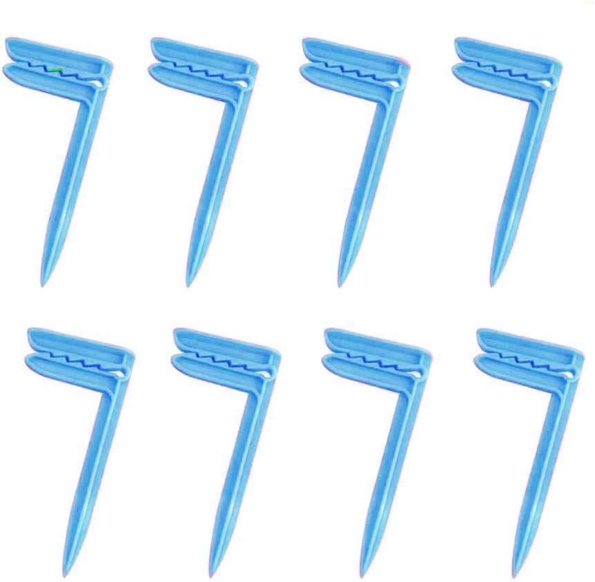 Forzaddik Outdoor Anchor Stakes, Beach Towel/Picnic Mat Anchor Clips Stakes, Pack of 8 (Blue)