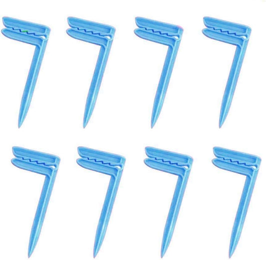 Forzaddik Outdoor Anchor Stakes, Beach Towel/Picnic Mat Anchor Clips Stakes, Pack of 8 (Blue)