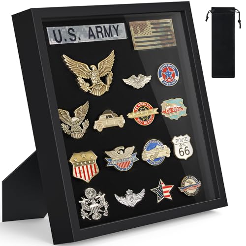 11x11 Shadow Box Pin Display Frame for Badges Medals Black Frame - TJ.MOREE