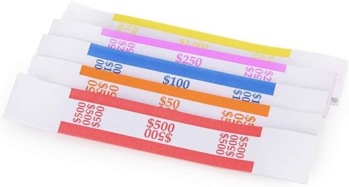L LIKED Pack of 400 Money Band Bundles Self Sealing Currency Straps for Bill Wrappers (50 of Each - 400 Assorted)