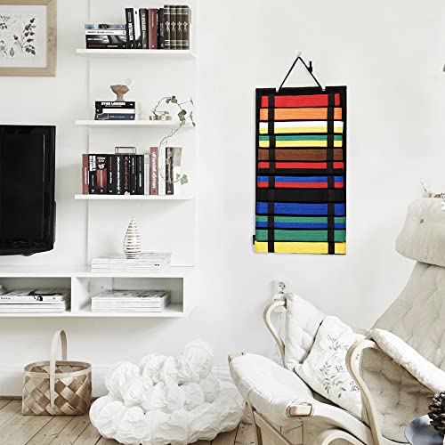 Black Martial Arts Belts Organizer - Wall Hanging Karate Belt Display Holds 12 Belts