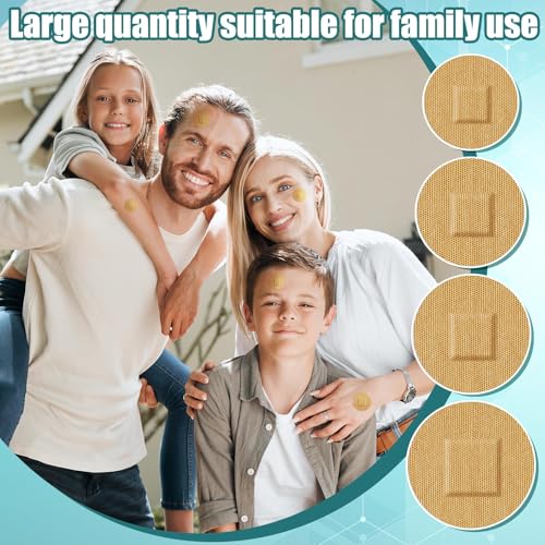 Funtery Adhesive Spot Bandage 4 Sizes Round Flexible Fabric Adhesive Round Tan Non Latex Bandage for Wound Care and Hides Skin Spots Ideal for Small Incisions(100)