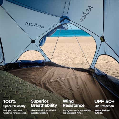 ACACIA Sun Shelter Pop up Beach Tent, 4-Person Portable Camping Tent with UPF 50+ Protection, Easy Setup Sun Shade, 9.5×9.5ft Privacy Sunshade for Beach, Camping & Backyard
