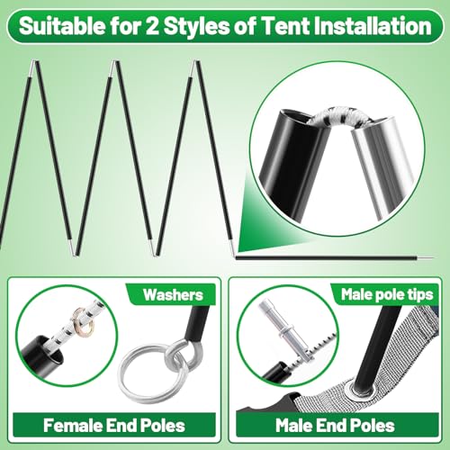 16FT 3IN Aluminum Tent Pole Replacement for 2-3 Person Camping Tents