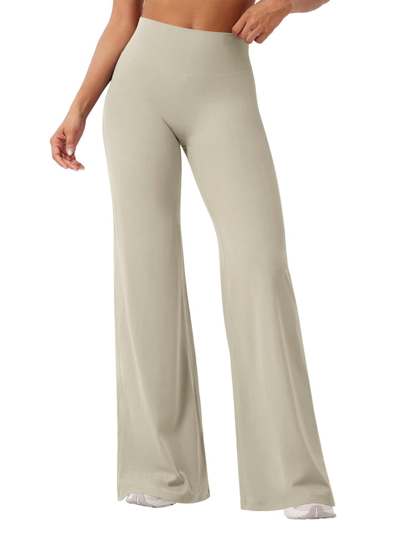 YEOREO Workout Leggings Womens No Front Seam Straight Leggings 33" High Waist Buttery Eddiy Gym Yoga Pants Light Sand M