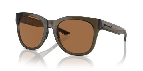 Native Eyewear Women's Tiaga Square Sunglasses, Smokey Quartz/Brown Polarized, 55 mm