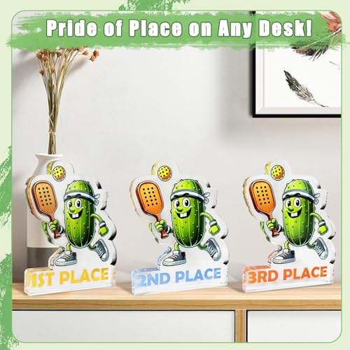 Green Pickleball Trophy & Medals Set - Funny Award for Tournament & Competition