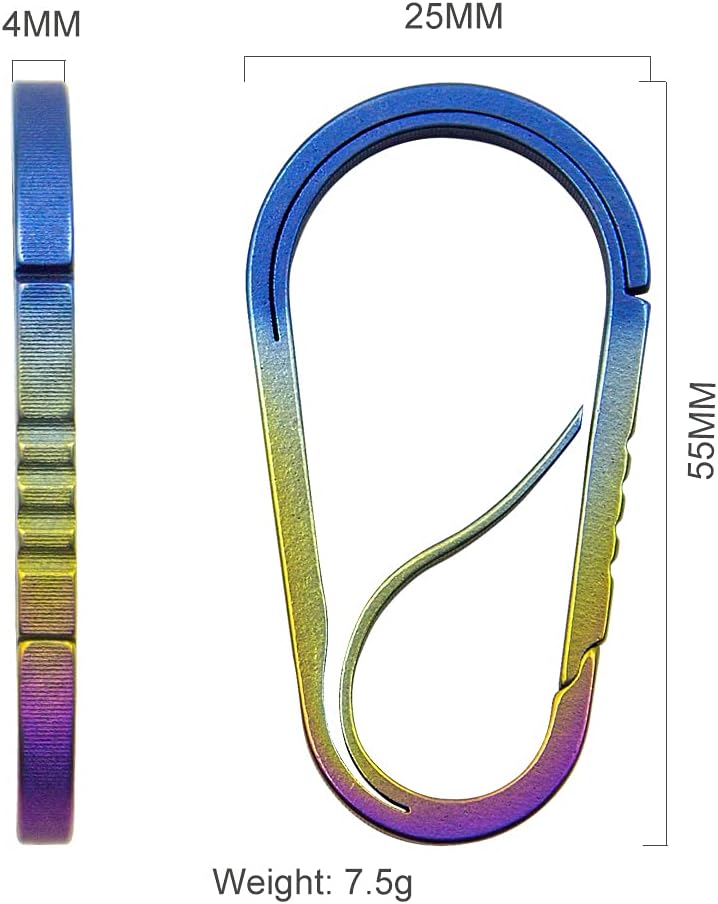 TiTo Titanium Quick Release Carabiner Lightweight Keychain with Bottle Opener Key Clip for Sport Outdoor Hiking and Camping