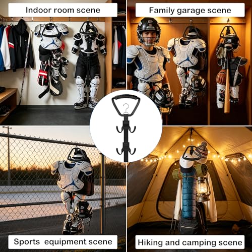 Hockey Equipment Drying Rack with Rotatable Hooks for Gear Organization