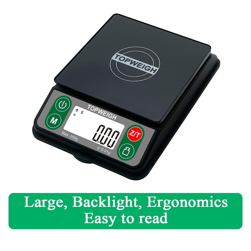 TOPWEIGH Arrow Scale with Arrow Holder, Arrow Grain Scale, Easy to Read, 3086 Grains x 0.1gn, 200 Grams by 0.01g, Large Backlight Display, 6 Weighing Units, Included Calibration Weight, Batteries