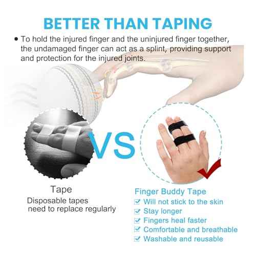 Finger Buddy Wraps, 10 PCS Finger Loops Tapes for Broken, Jammed, Swollen or Dislocated Joint, Splints Brace for Pinky Ring Middle Index, Toe Strap Bandage