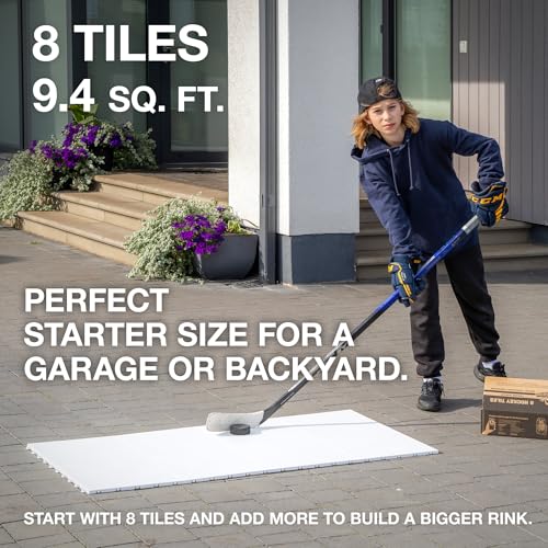 Hockey Revolution My Puzzle Durable Flooring Tiles - Slick Interlocking Training Surface for Stickhandling, Shooting, Passing - Build Your Own Platform (8 Tiles (9.39 sqft)