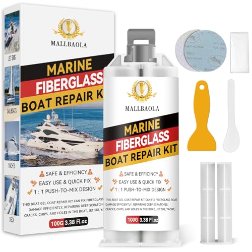 Marine Fiberglass Repair Kit for Boats with Gel Coat & Epoxy Filler - Waterproof & UV Resistant