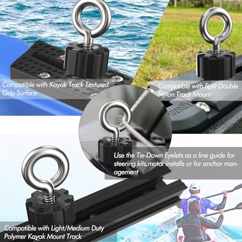 9004 Kayak Rail Track Screws Tie Down Eyelet, Kayak Knob Nuts Hardware, Stainless Steel Kayak Screws, Outdoor Parts Tool Rails Bolts for Canoe Boat.