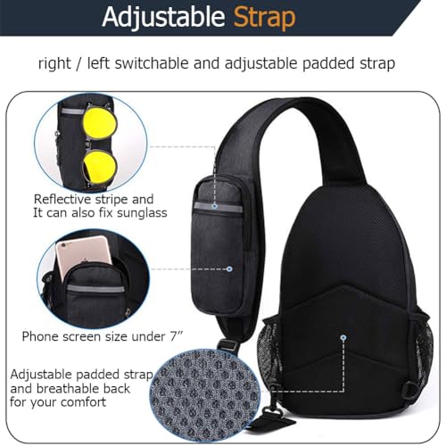 Tautrophen Crossbody Sling Bag Chest Daypack Small Shoulder Backpack Casual Multipurpose for Hiking Travel Men Women