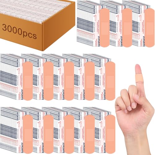 3000 Pcs Waterproof Adhesive Bandages 3/4" x 3" Bulk First Aid Supplies