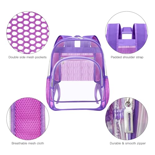 HEEYA Clear Backpack Heavy Duty Transparent Backpack for Security, Sports, Work, Travel, Stadium