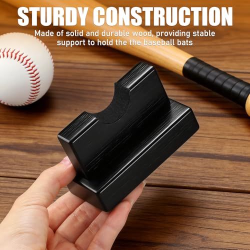 TOBWOLF Baseball Bat Display Stand - Black Desktop Horizontal Holder - Variation of This Listing