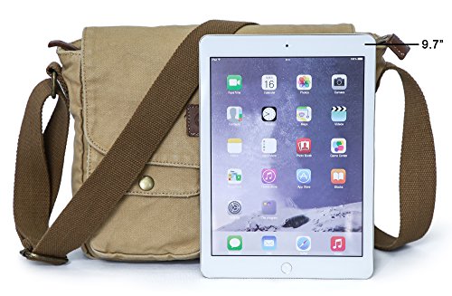 GOOTIUM Canvas Messenger Bag - Vintage Crossbody Shoulder Bag Military Satchel Khaki