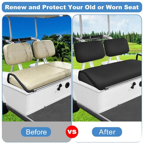 Golf Cart Seat Covers Set for Yamaha G22 G19 G16 G14 G11 G9 G8 G2 Club Car DS Pre-2000 Black