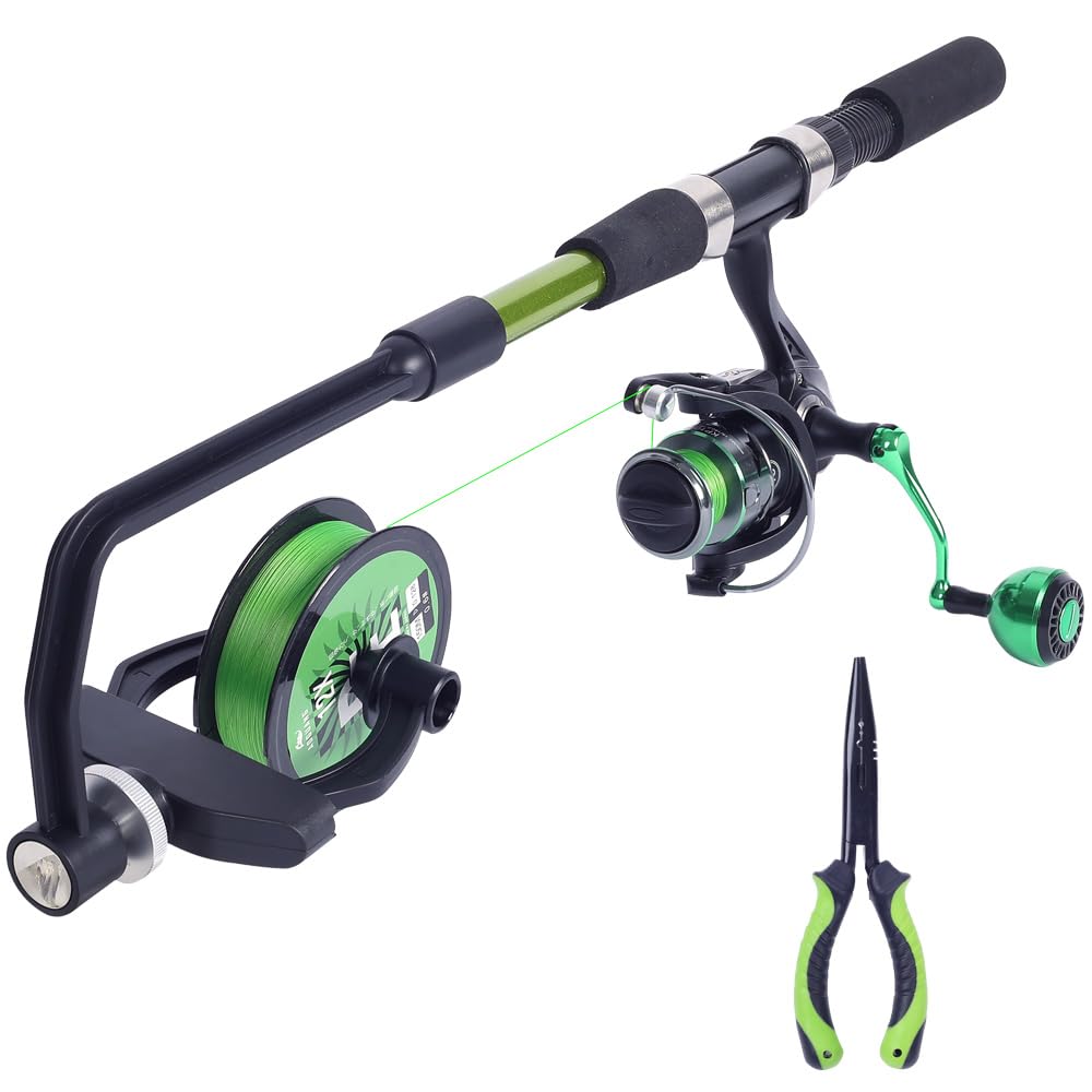 Fishing Line Spooler, No Line Twist, Adjustable line Winder, Portable for Spinning & Casting and Trolling Reel with Fishing Pliers