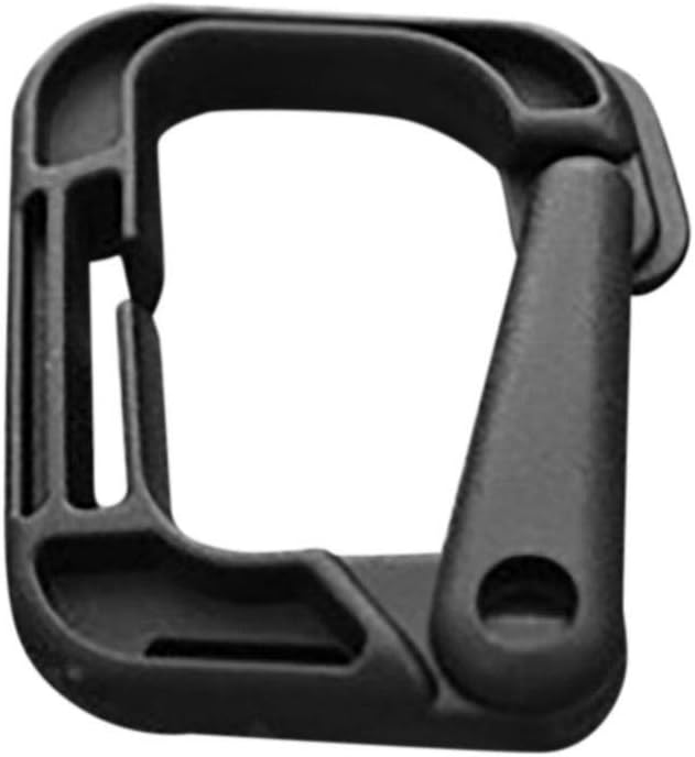 AKOAK 10 Pack Multipurpose Black D-Ring Plastic Buckle Locking Hanging Hooks Backpack Hanging Locks Snap Keychains for Backpack Straps Webbing Paracord Bracelet Outdoor Tool