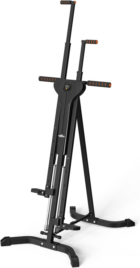 Vertical Climber Exercise Machine for Home Gym with 4 Metal Guide Rails Folding Exercise Climber Cardio Workout Machine 5-Level Heights Stair Stepper Newer Version, Easy to Assemble