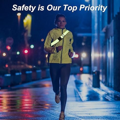 Little World Reflective Belt, Reflective Running Gear Elastic Reflective Sash (10, Green, Orange)