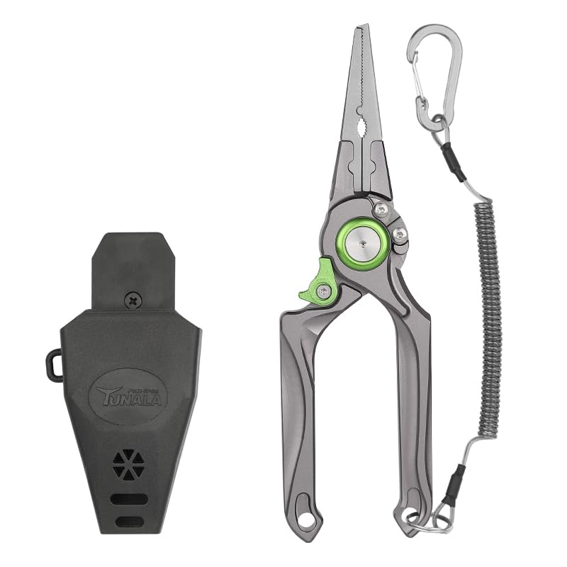 Fishing Pliers Hook Remover Split Ring Line Cutter Fishing Tool Multifunctional Tool Ergonomic Handle Fishing Saltwater Corrosion Resistance Safety Lock Camping
