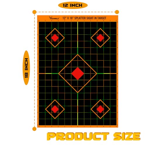 50 Pack Splatter Paper Shooting Targets - Vibrant Splash Effect 12x18 Inch