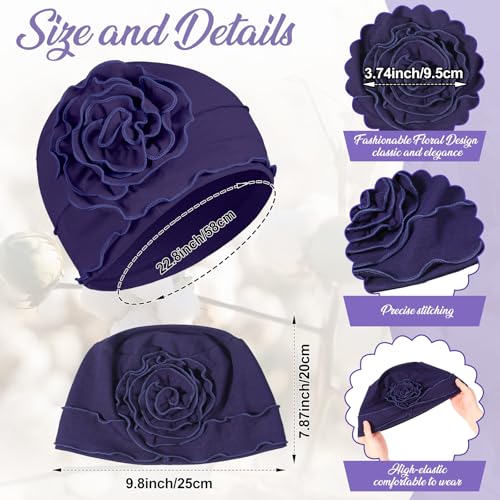 JenPen 4 Pcs Cotton Chemo Turban Headwear for Women Soft Cancer Head Scarf Hats Elastic Covers Wraps for Women's Hair