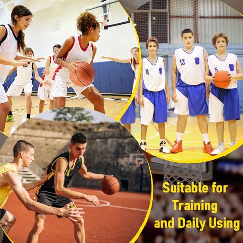 Size 7 Official Basketballs Bulk Set - 6 Rubber Indoor Outdoor Balls with Pump & Needles