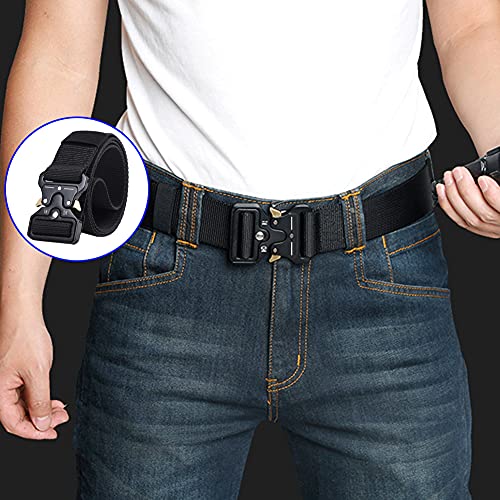 Military Style Tactical Belt for Men with Quick-Release Metal Buckle and Molle Key Ring Holder