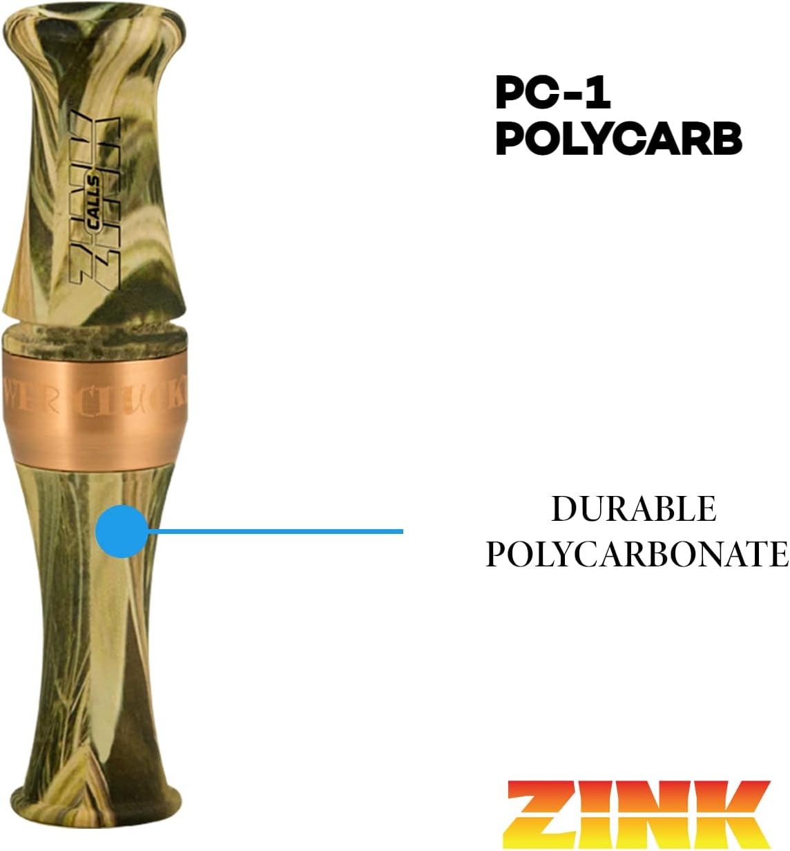Zink Power Clucker (PC-1) Polycarbonate Hand-Tuned Short Reed Waterfowl Canada Goose Hunting Game Call - A Full Range of Goose Vocalizations