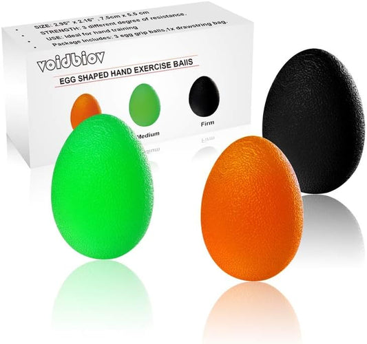 Hand Squeeze Stress Balls Set with Carry Bag 3 Resistance, Finger Wrist Arthritis Therapy Rehab Exerciser, Carpal Tunnel, Stroke Rehabilitation Equipment