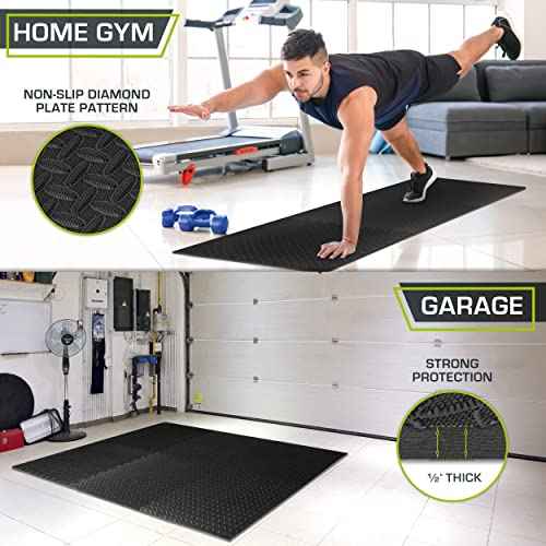 ProsourceFit Puzzle Exercise Mat ¨ö in, EVA Interlocking Foam Floor Tiles for Home Gym, Mat for Home Workout Equipment, Floor Padding for Kids, Black, 24 in x 24 in x ¨ö in, 24 Sq Ft - 6 Tiles