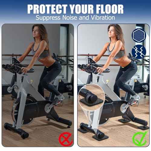 TOBWOLF 4PCS Double-Sided Non-Slip Exercise Bike Mat, 4" x 4" Premium Silicone Anti Vibration Mat for Exercise Bike, Treadmill, Walking Pad, Lightweight Exercise Equipment Mat for Floor Protection